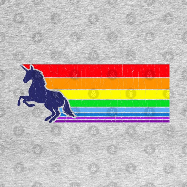 '80s Vintage Unicorn Rainbow (distressed look) by robotface